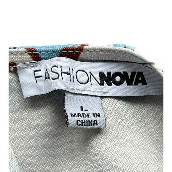 Floral Puff Sleeve Romper Blue Brown Boho Chic Cottagecore Women Size Large - Picture 5 of 6